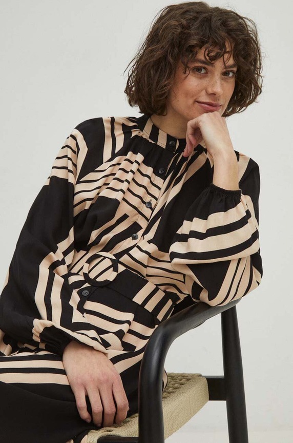 Sukienka damska midi wzorzysta kolor czarny czarny RW23.SUD807