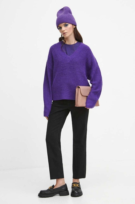 Sweter damski gładki kolor fioletowy RW23.SWD080 fioletowy RW23