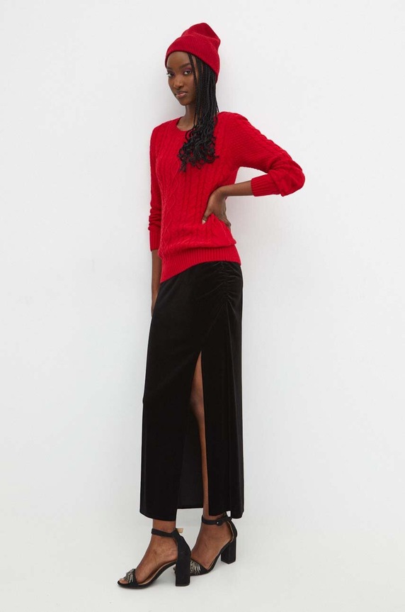 Sweter damski z fakturą kolor czerwony RW23.SWD0A1 czerwony RW23