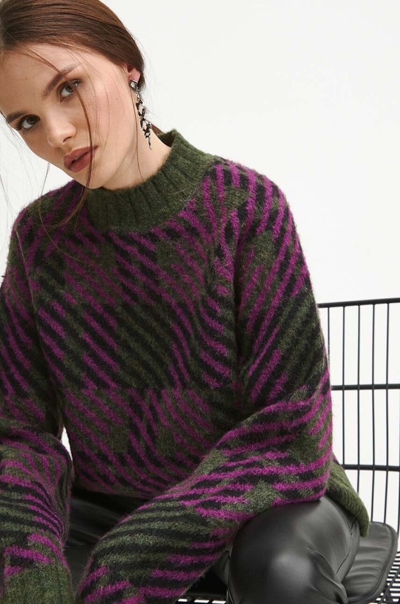 Sweter damski wzorzysty kolor czarny wzorzyste czarny RW23.SWD714