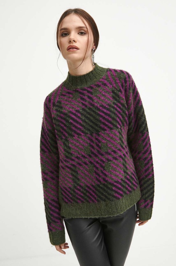 Sweter damski wzorzysty kolor czarny czarny RW23.SWD714