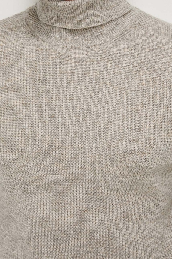 Sweter z domieszką wełny męski kolor beżowy RW23.SWM709 beżowy