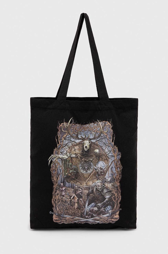 Torba bawełniana z kolekcji The Witcher x Medicine kolor czarny mieści A4 czarny RW23.TCM950