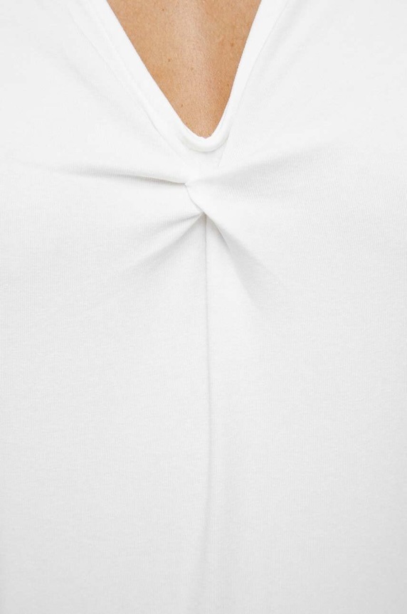 T-shirt bawełniany damski gładki z domieszką elastanu kolor beżowy RW23.TSD021 beżowy