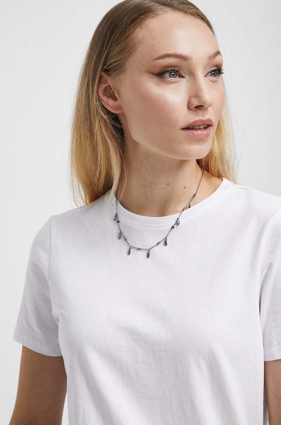 T-shirt bawełniany damski gładki kolor biały biały RW23.TSD060