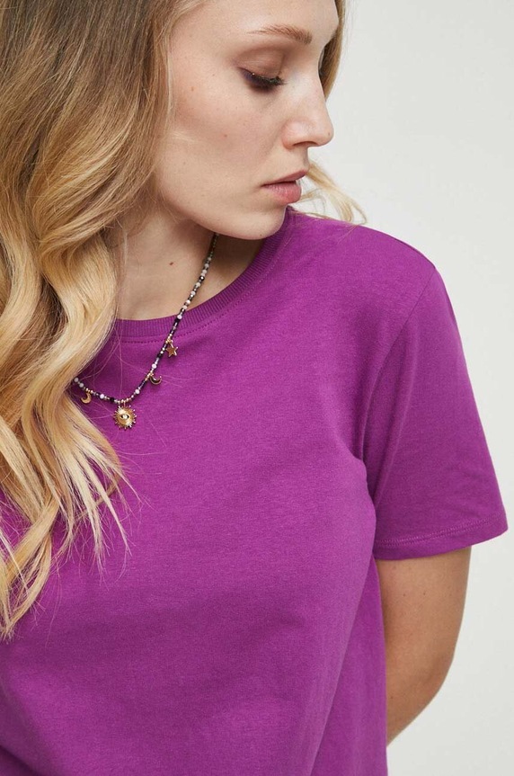 Bavlnené hladké dámske tričko fialová farba RW23.TSD060 fialová