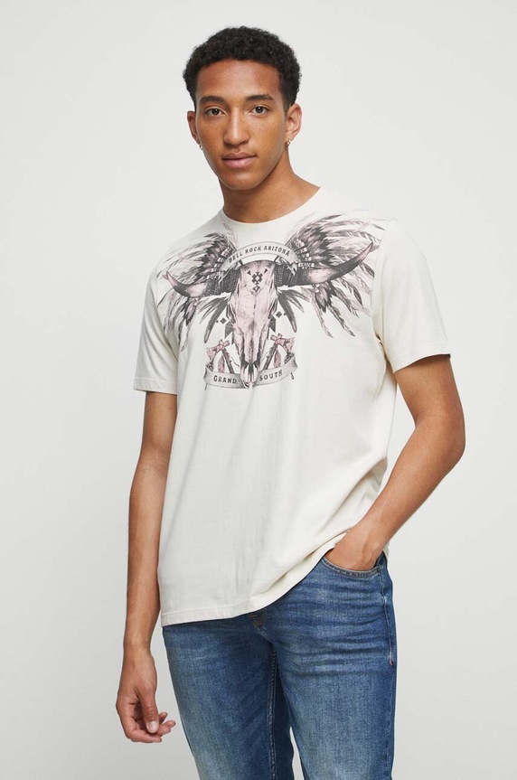 Medicine t-shirt bawełniany nadruk beżowy RW23.TSM208