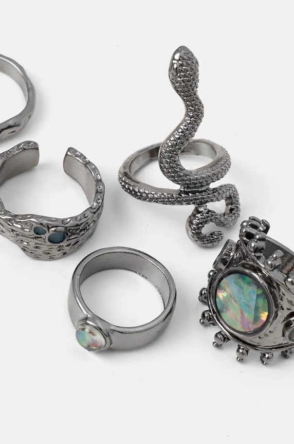 Pierścionki damskie z muszlą (5-pack) kolor czarny RW24-AKD702 czarny RW24