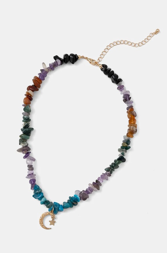 Naszyjnik damski z kamieniami naturalnymi i zawieszką kolor multicolor kamień naturalny multicolor RW24-AKD704