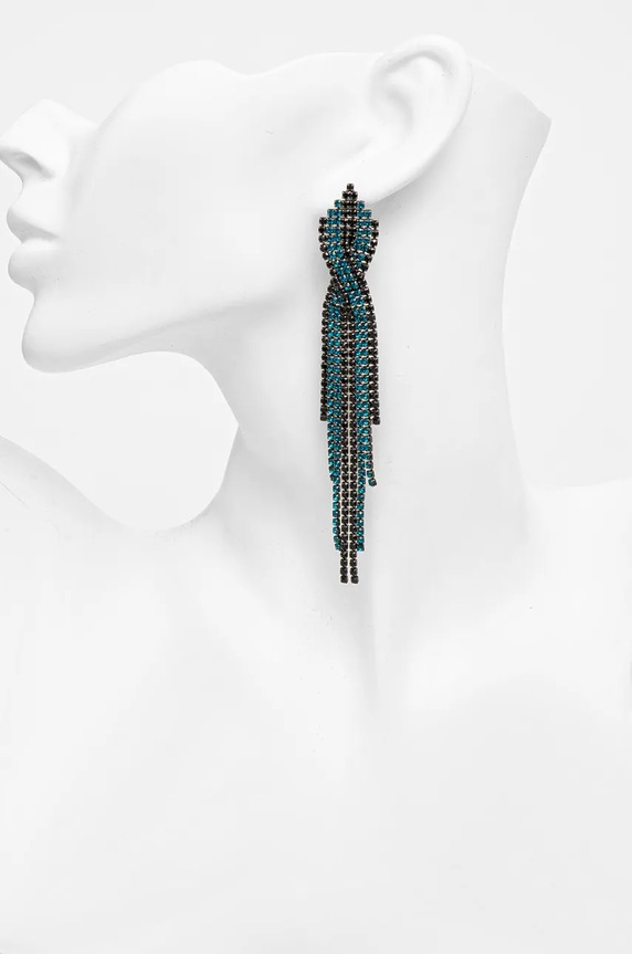 Doplnky Náušnice dámske s kryštálmi zelená farba RW24-AKDA06 tyrkysová