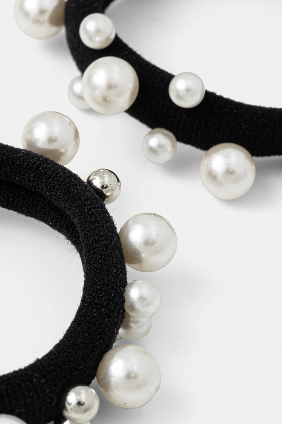 Gumka do włosów damska z ozdobnymi koralikami (2-pack) kolor czarny RW24.AKDB01 czarny RW24