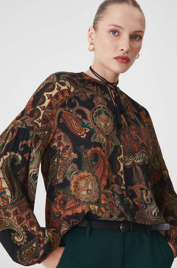 Blúzka dámska regular vzorované tyrkysová farba regular viacfarebná RW24-BDD050