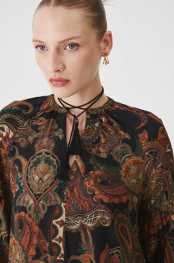 Blúzka dámska regular vzorované tyrkysová farba viacfarebná RW24-BDD050