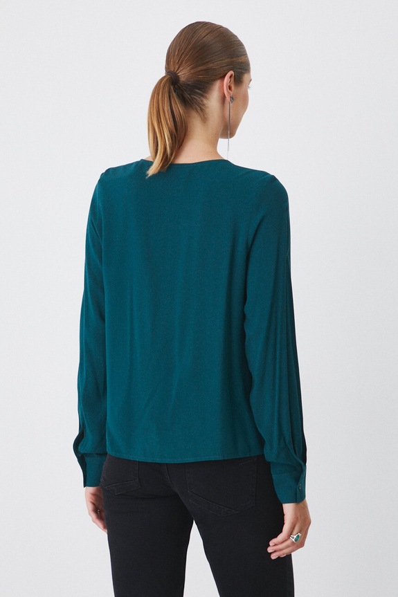 Odzież Bluzka damska regular gładka kolor turkusowy RW24-BDD051 turkusowy