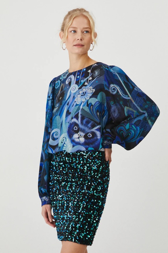 Bluzka damska z kolekcji Karolina Matyjaszkowicz x Medicine kolor granatowy RW24-BDDB53 granatowy RW24