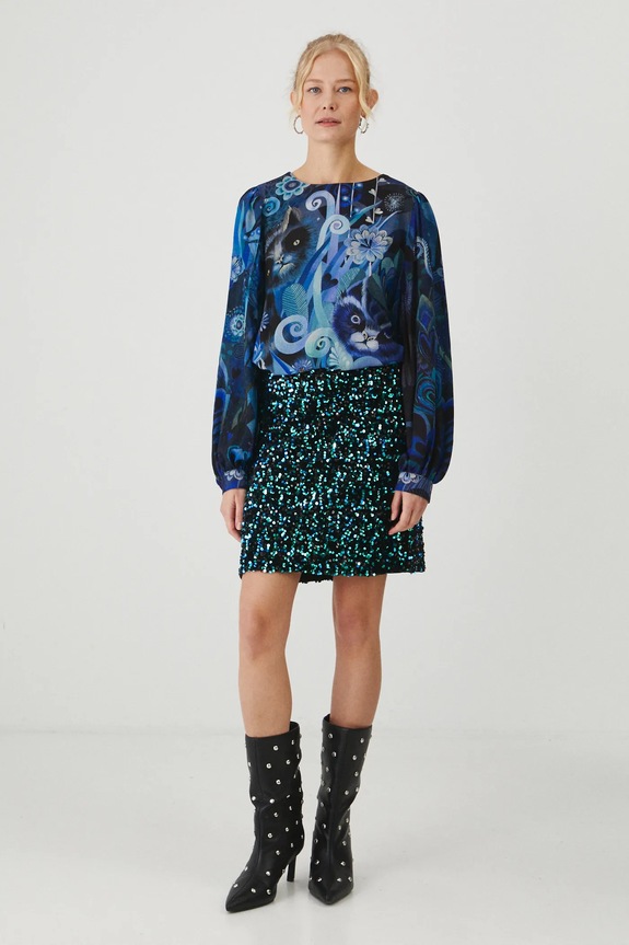 Odzież Bluzka damska z kolekcji Karolina Matyjaszkowicz x Medicine kolor granatowy RW24-BDDB53 granatowy