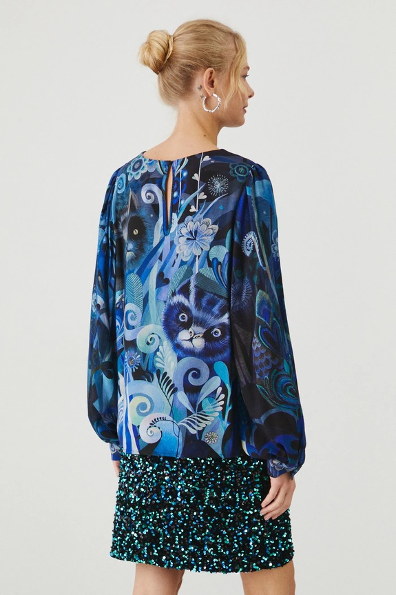 Bluzka damska z kolekcji Karolina Matyjaszkowicz x Medicine kolor granatowy granatowy RW24-BDDB53