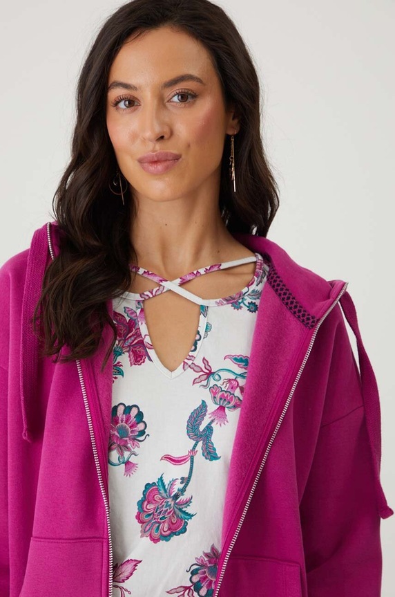 Mikina na zips s kapucňou dámska fialová RW24-BLD020