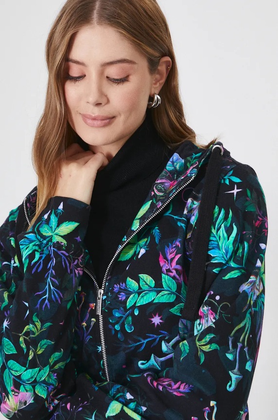 Bluza bawełniana damska wzorzysta kolor multicolor wzorzyste czarny RW24-BLD090