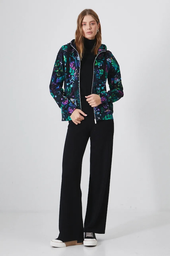 Bluza bawełniana damska wzorzysta kolor multicolor RW24-BLD090 czarny RW24