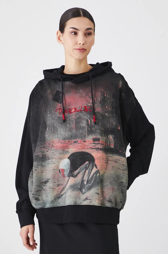 Bluza damska z kolekcji Zdzisław Beksiński x Medicine kolor czarny aplikacja czarny RW24-BLD850