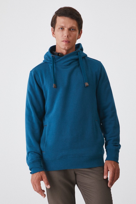 Mikina pánská s kapucí, hladký povrch tyrkysová barva další tyrkysová RW24-BLM060