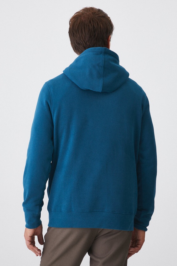 Oblečení Mikina pánská s kapucí, hladký povrch tyrkysová barva RW24-BLM060 tyrkysová