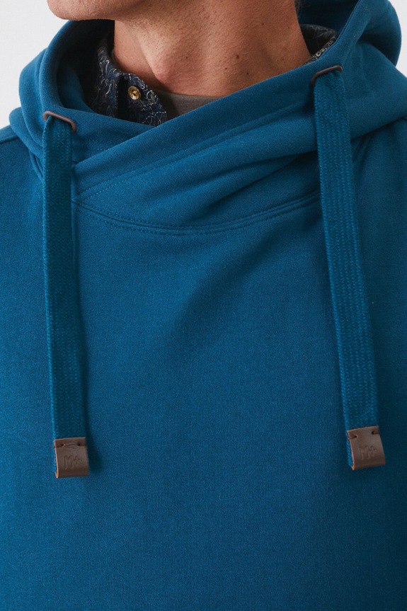 Mikina pánská s kapucí, hladký povrch tyrkysová barva RW24-BLM060 tyrkysová