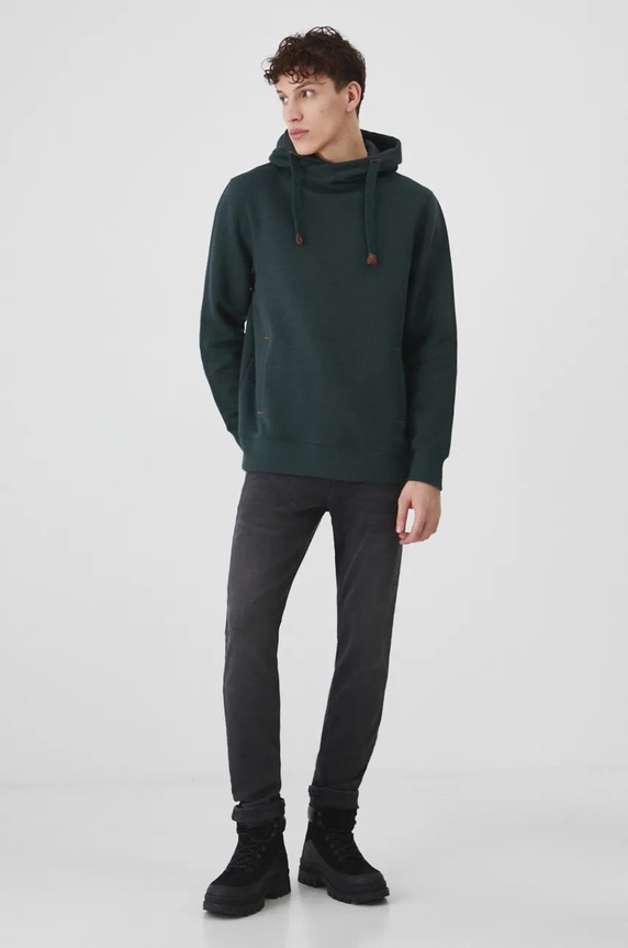 Bluza męska z kapturem wzorzysta kolor zielony z kapturem zielony RW24-BLM070