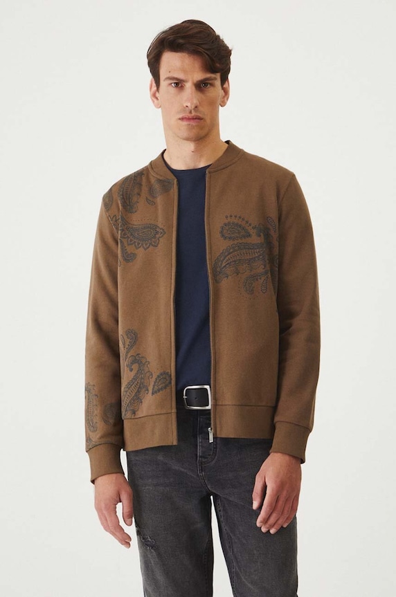 Bluza męska z nadrukiem kolor brązowy pozostałe brązowy RW24-BLM301