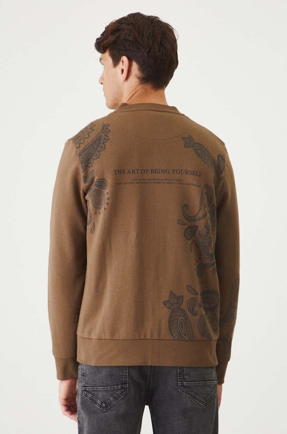 Odzież Bluza męska z nadrukiem kolor brązowy RW24-BLM301 brązowy