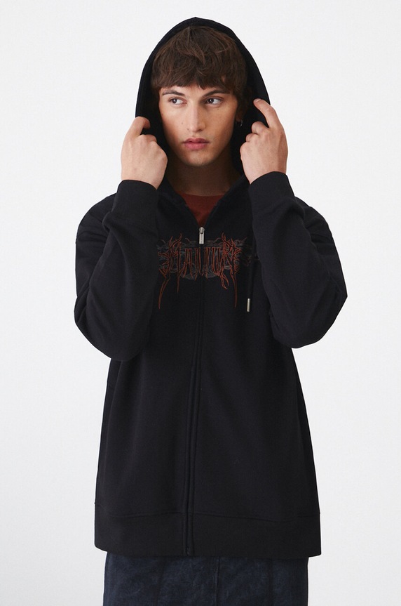 Bluza męska z kapturem z nadrukiem kolor czarny RW24-BLM502 czarny RW24
