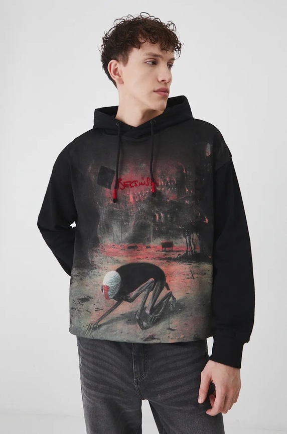 Bluza męska z kolekcji Zdzisław Beksiński x Medicine kolor czarny aplikacja czarny RW24-BLM852