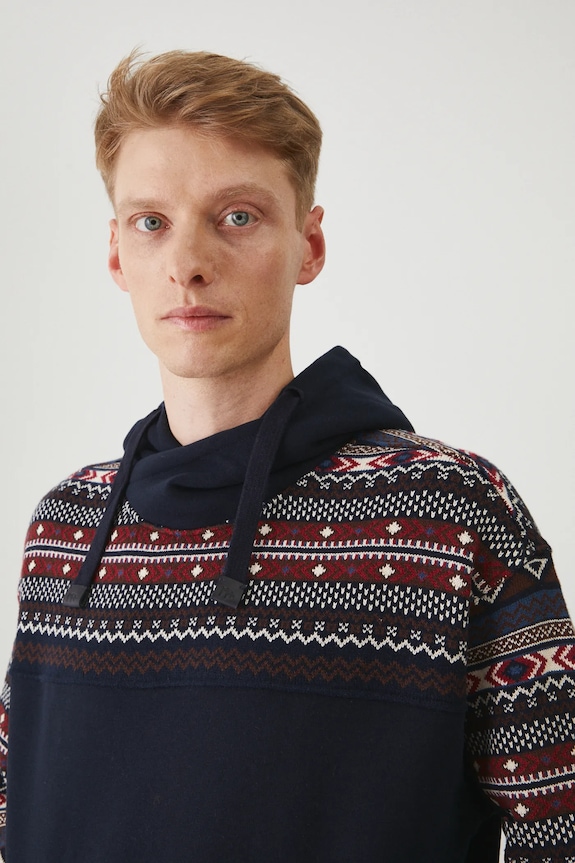 Bluza męska z kapturem kolor granatowy granatowy RW24-BLM906