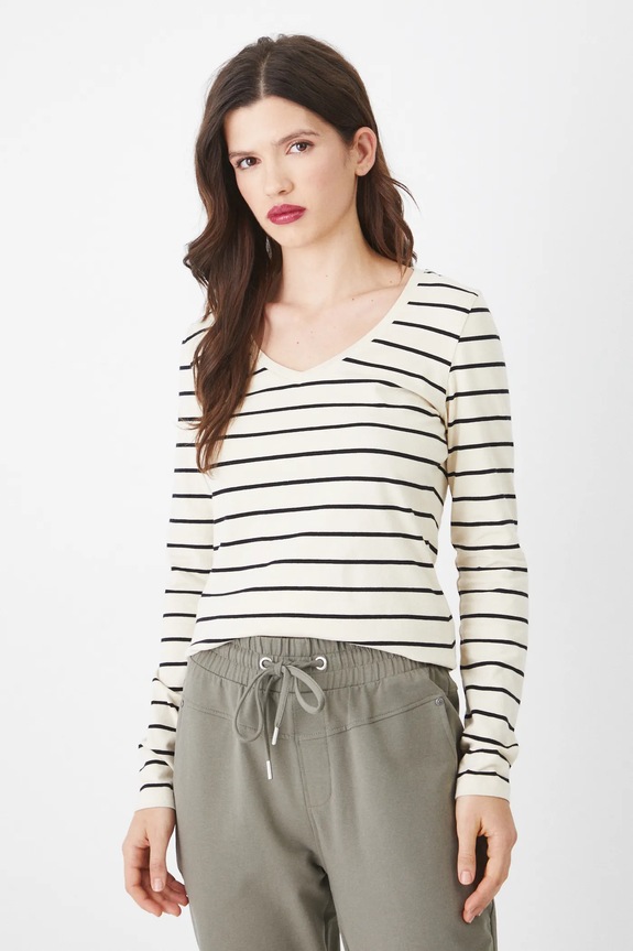 Longsleeve bawełniany damski z domieszką elastanu kolor beżowy z elastanem beżowy RW24-BUD060