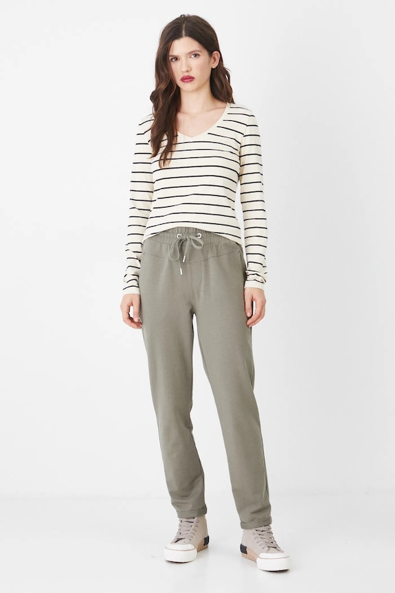 Longsleeve bawełniany damski z domieszką elastanu kolor beżowy RW24-BUD060 beżowy RW24