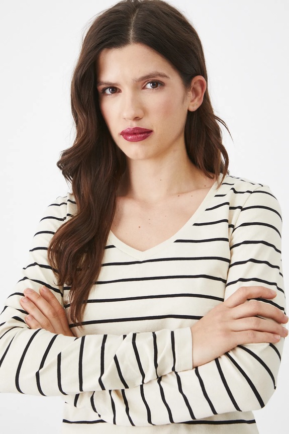 Longsleeve bawełniany damski z domieszką elastanu kolor beżowy beżowy RW24-BUD060