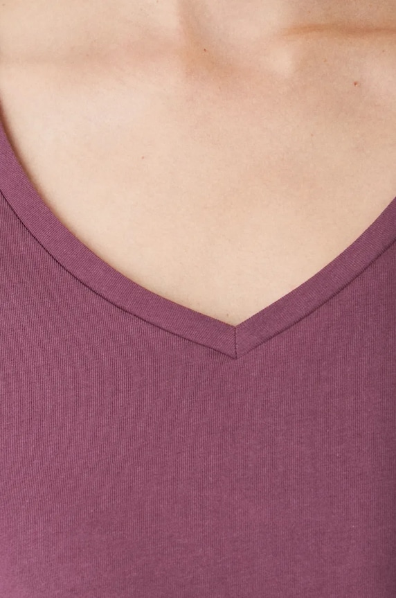 Longsleeve bawełniany damski z domieszką elastanu kolor fioletowy RW24-BUD060 fioletowy