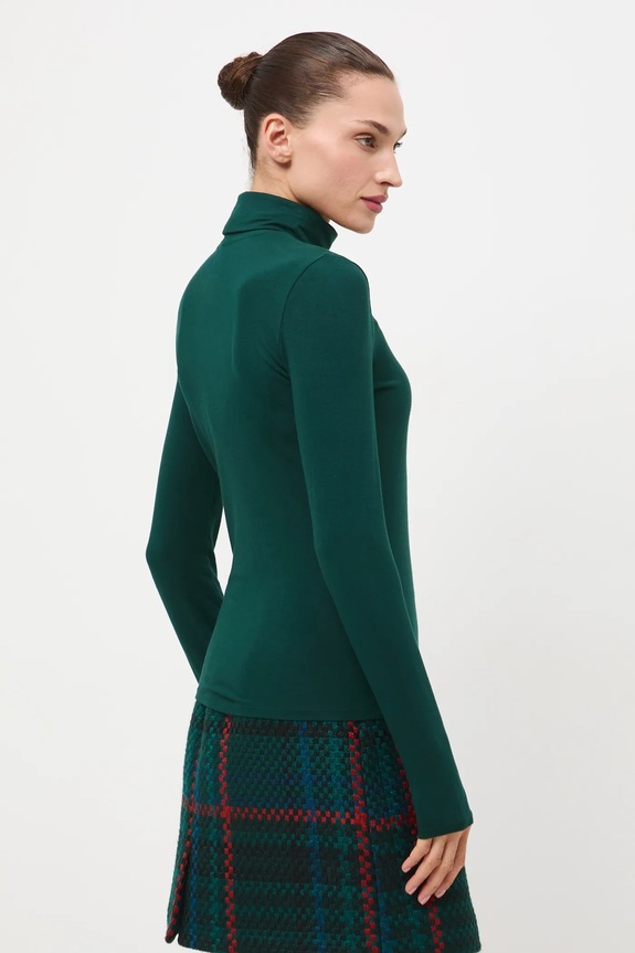 Longsleeve damski gładki z elastanem zielony RW24-BUD071