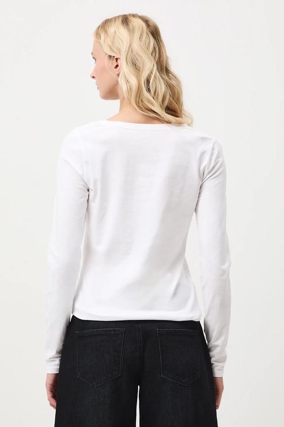 Odzież Longsleeve bawełniany z domieszką elastanu gładki kolor biały RW24-BUD072 biały