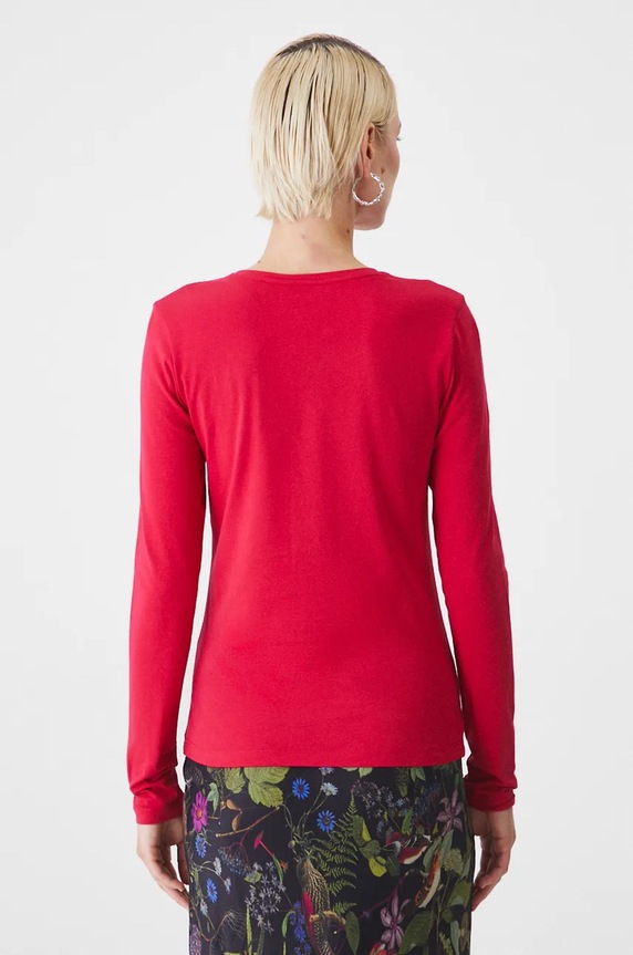 Odzież Longsleeve bawełniany z domieszką elastanu gładki kolor różowy RW24-BUD072 różowy