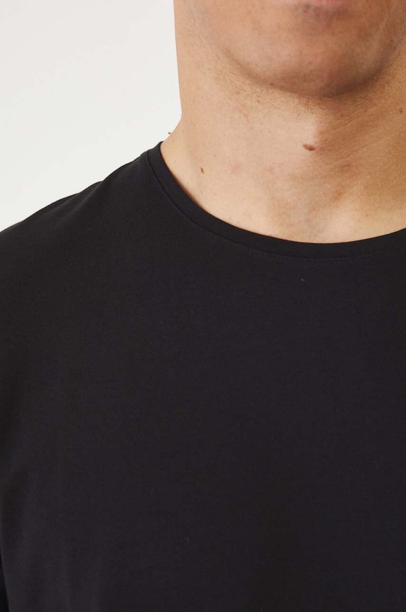 Odzież Longsleeve bawełniany męski z domieszką elastanu gładki kolor czarny RW24-BUM030 czarny