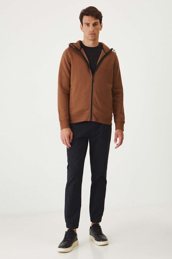 Longsleeve bawełniany męski z domieszką elastanu gładki kolor czarny czarny RW24-BUM030