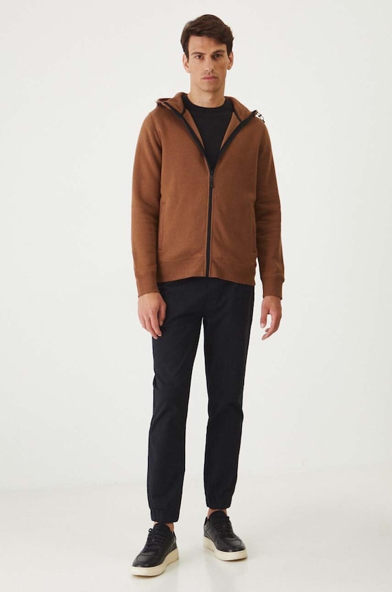 Longsleeve bawełniany męski z domieszką elastanu gładki kolor czarny czarny RW24-BUM030