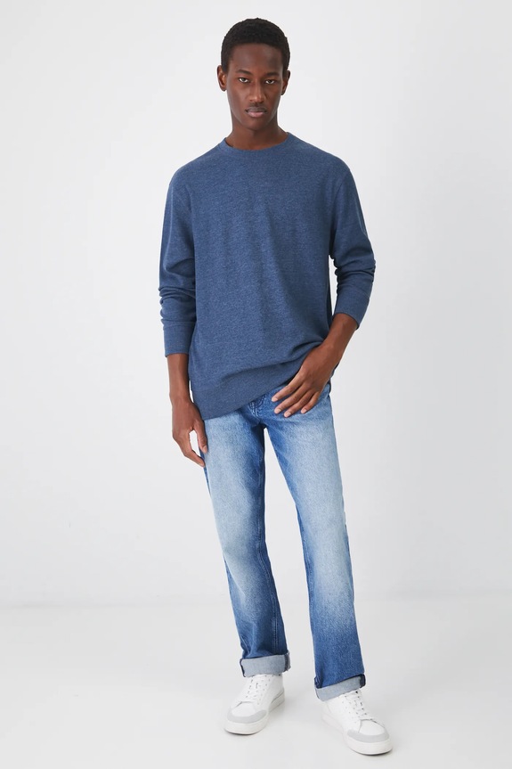 Tričko s dlouhým rukávem modrá barva RW24-BUM051 modrá RW24