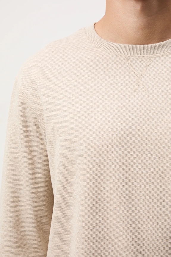 Longsleeve męski z fakturą kolor beżowy RW24-BUM051