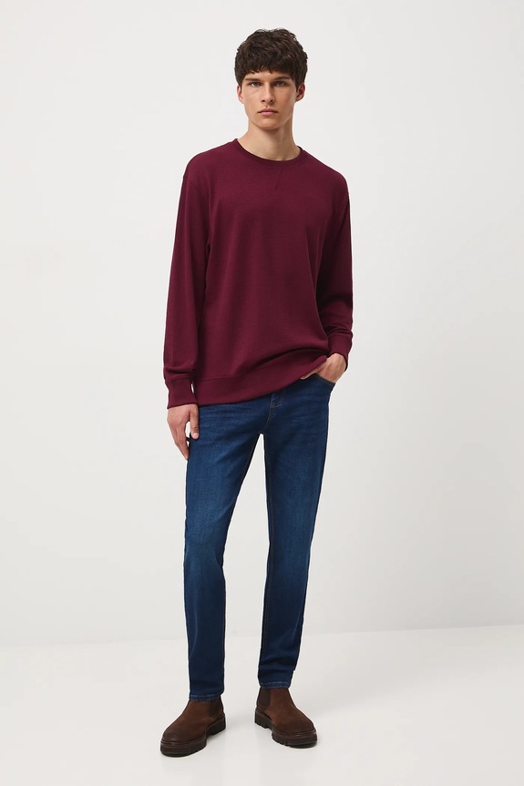 Longsleeve męski z fakturą kolor bordowy RW24-BUM051 bordowy RW24