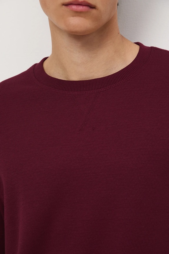 Longsleeve męski z fakturą kolor bordowy RW24-BUM051