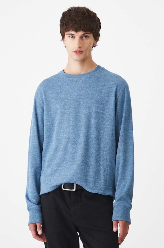 Longsleeve męski z fakturą kolor niebieski melanż niebieski RW24-BUM051