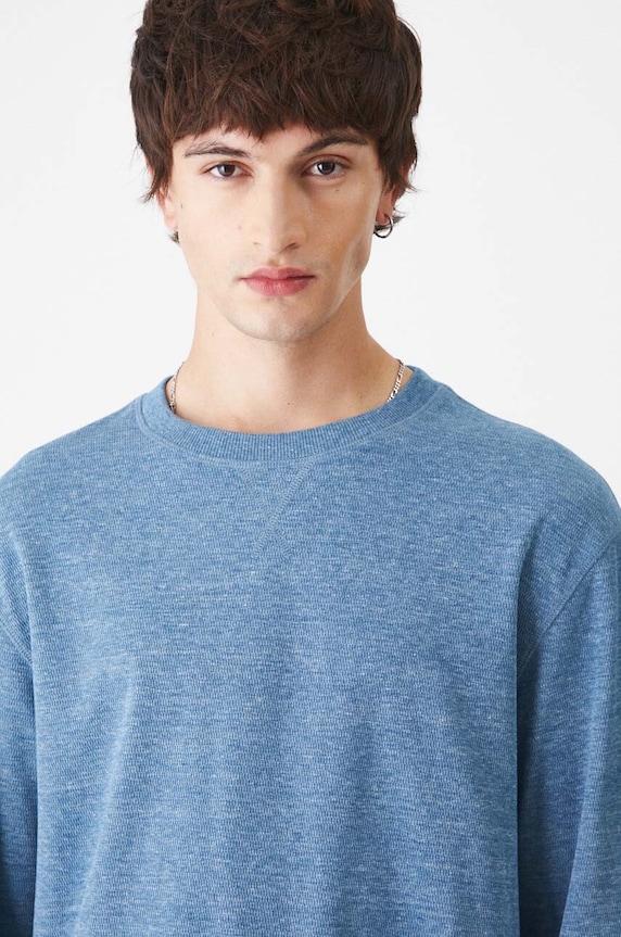 Longsleeve męski z fakturą kolor niebieski niebieski RW24-BUM051
